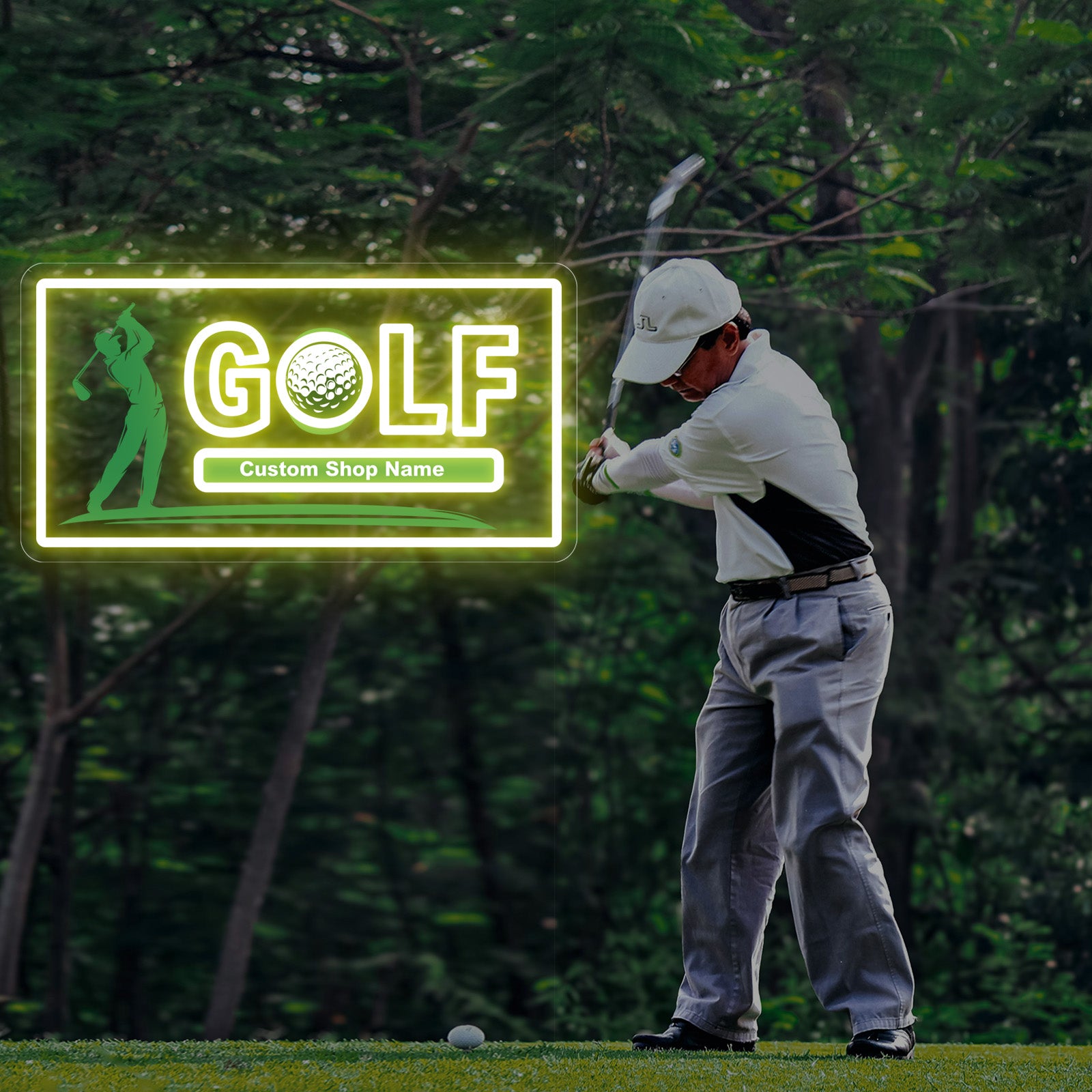 Custom Golf Neon Sign with Golfer Silhouette