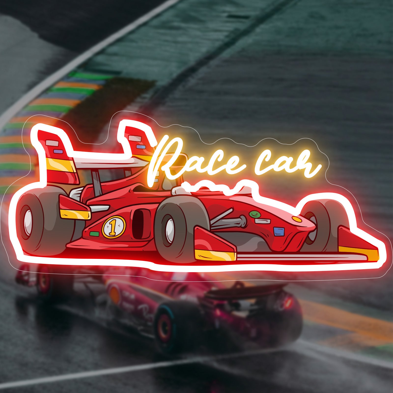 Custom UV Printed Hamilton Racing Car Neon Sign