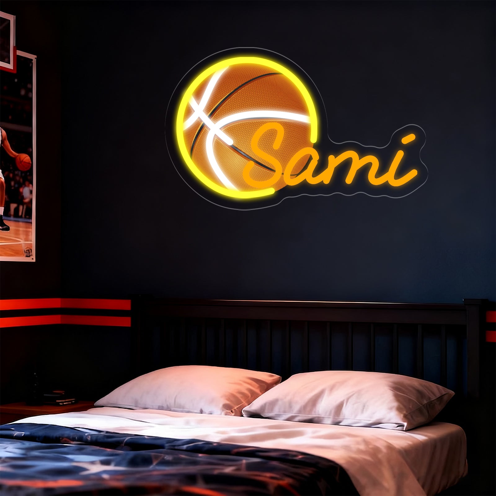 Custom Neon Sign with UV Printed Basketball