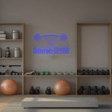Custom Neon Sign with Barbell & Bodybuilder Silhouette