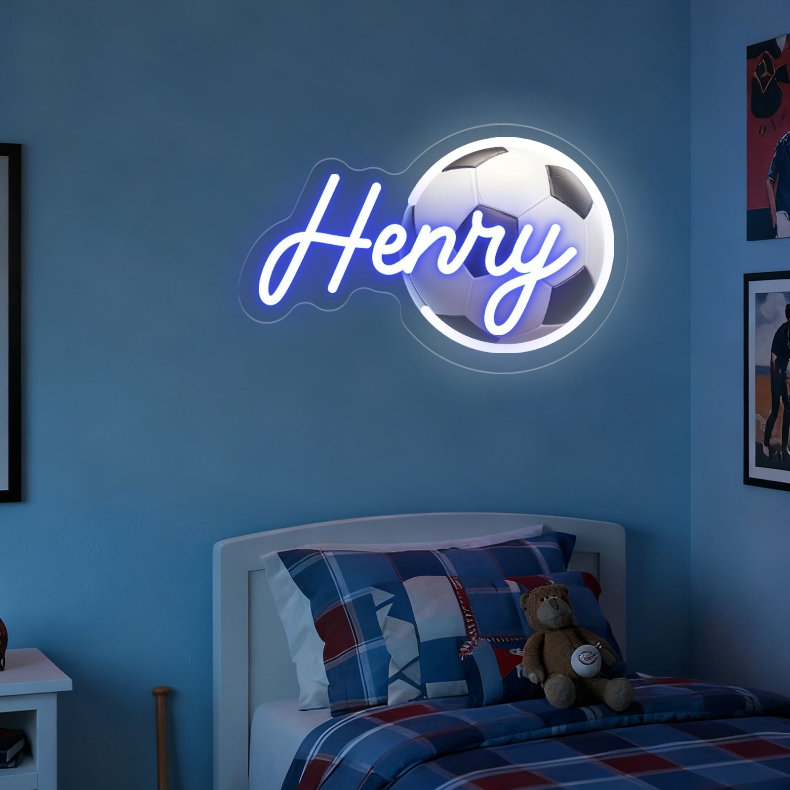 Custom Soccer Neon Sign with UV Printed Football