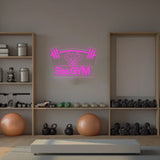 Custom Neon Sign with Barbell & Bodybuilder Silhouette