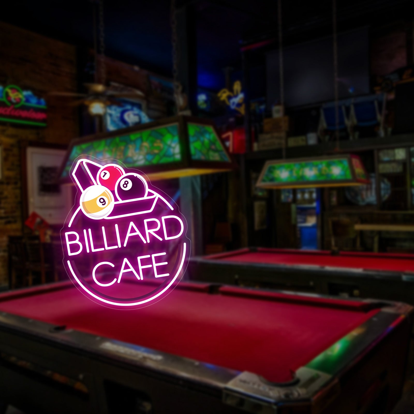 Custom Neon Sign with UV Printed Triangle Rack & Balls Design