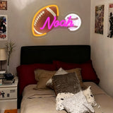 Custom Neon Sign with UV Printed Noah Football & Baseball