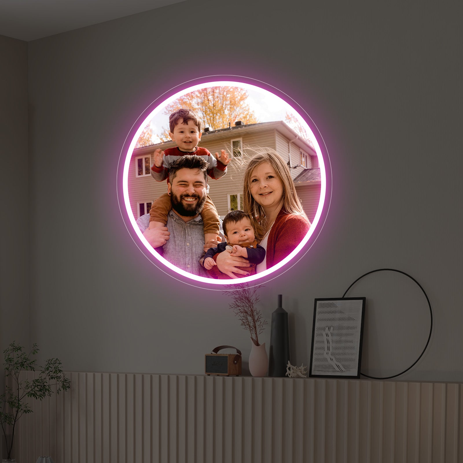 Custom Circular Photo Printed Neon Sign