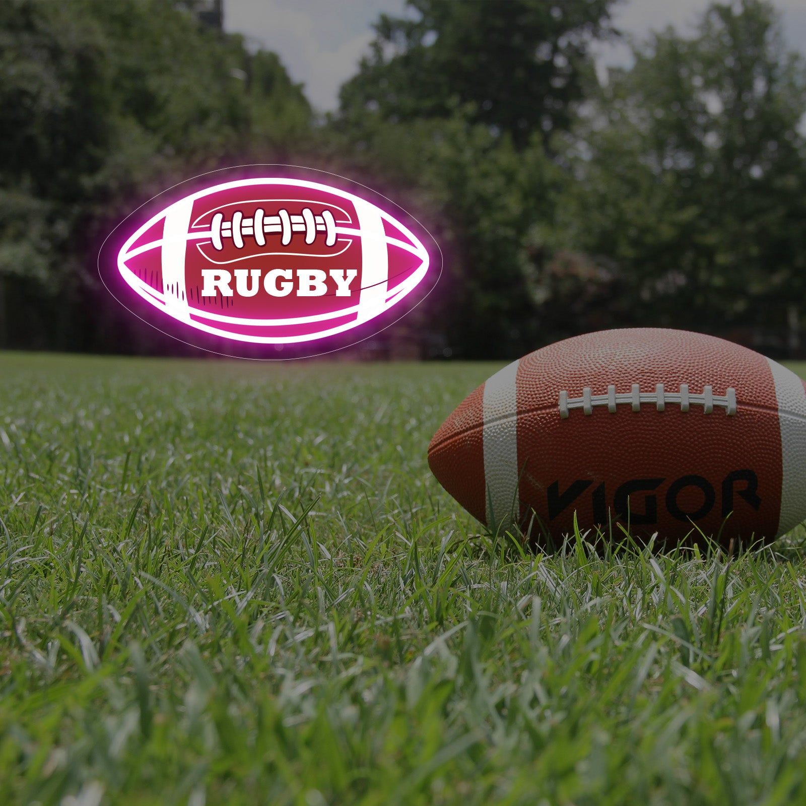 Custom Rugby Neon Sign with Text