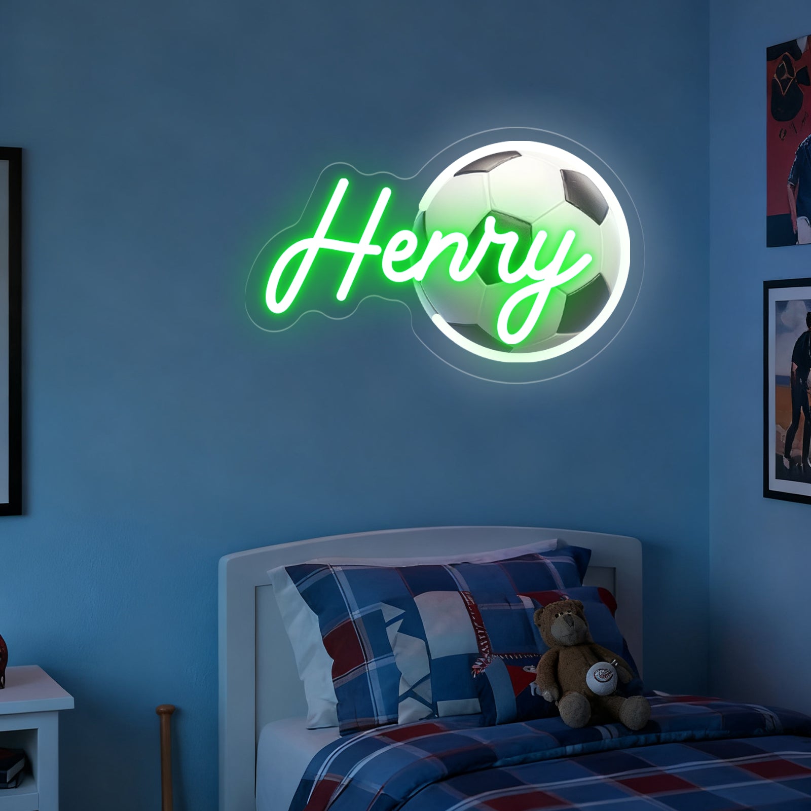 Custom Soccer Neon Sign with UV Printed Football