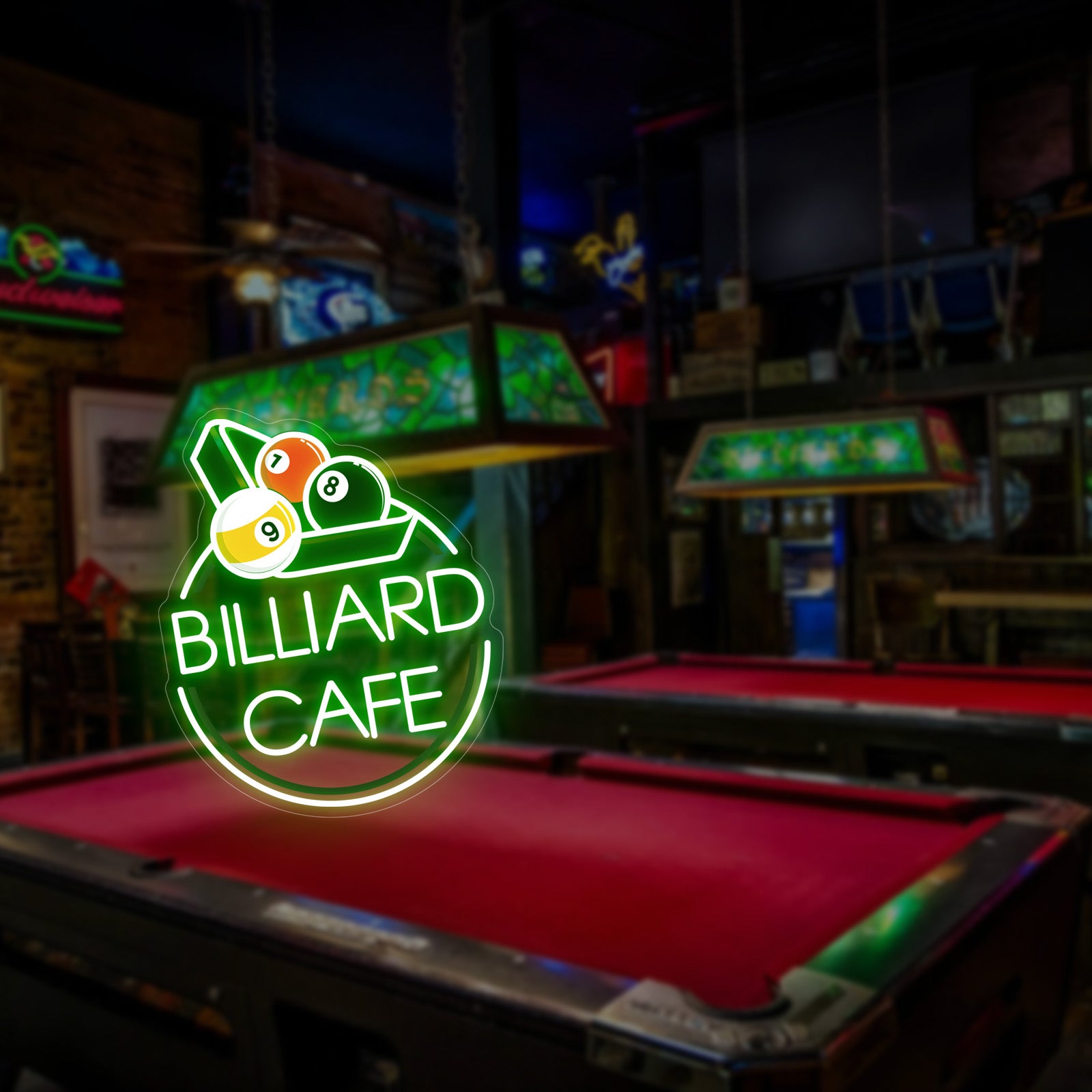 Custom Neon Sign with UV Printed Triangle Rack & Balls Design