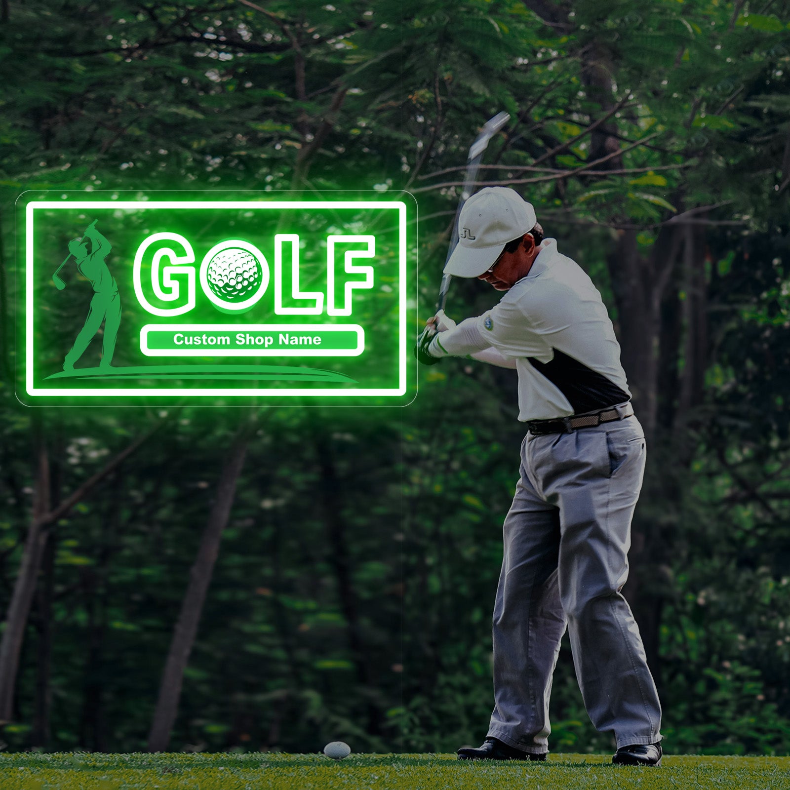 Custom Golf Neon Sign with Golfer Silhouette