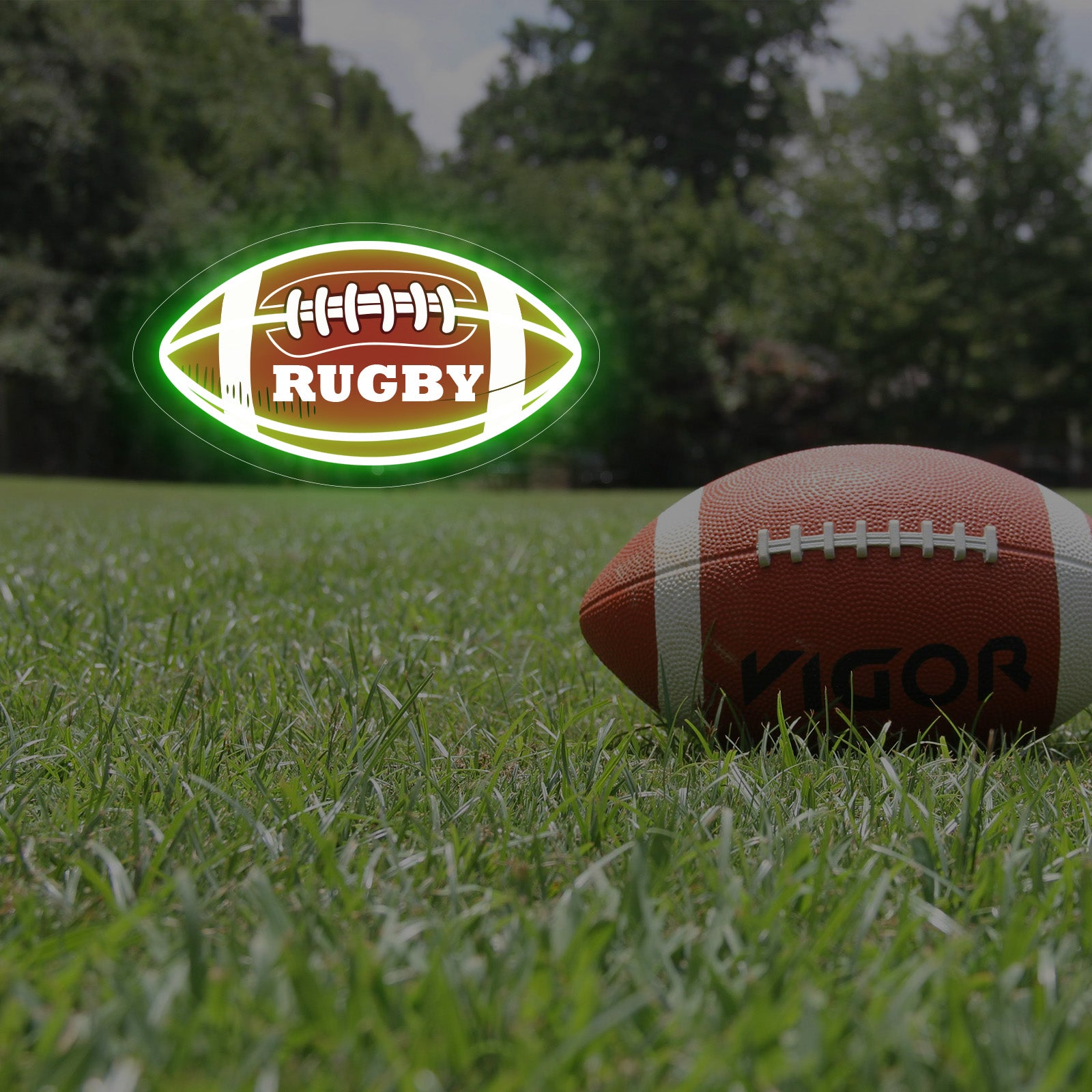 Custom Rugby Neon Sign with Text