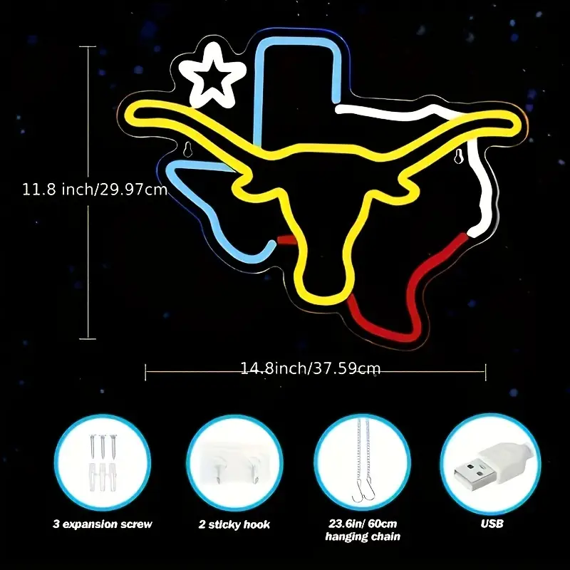 Halloween Longhorn Hanging LED Neon Sign