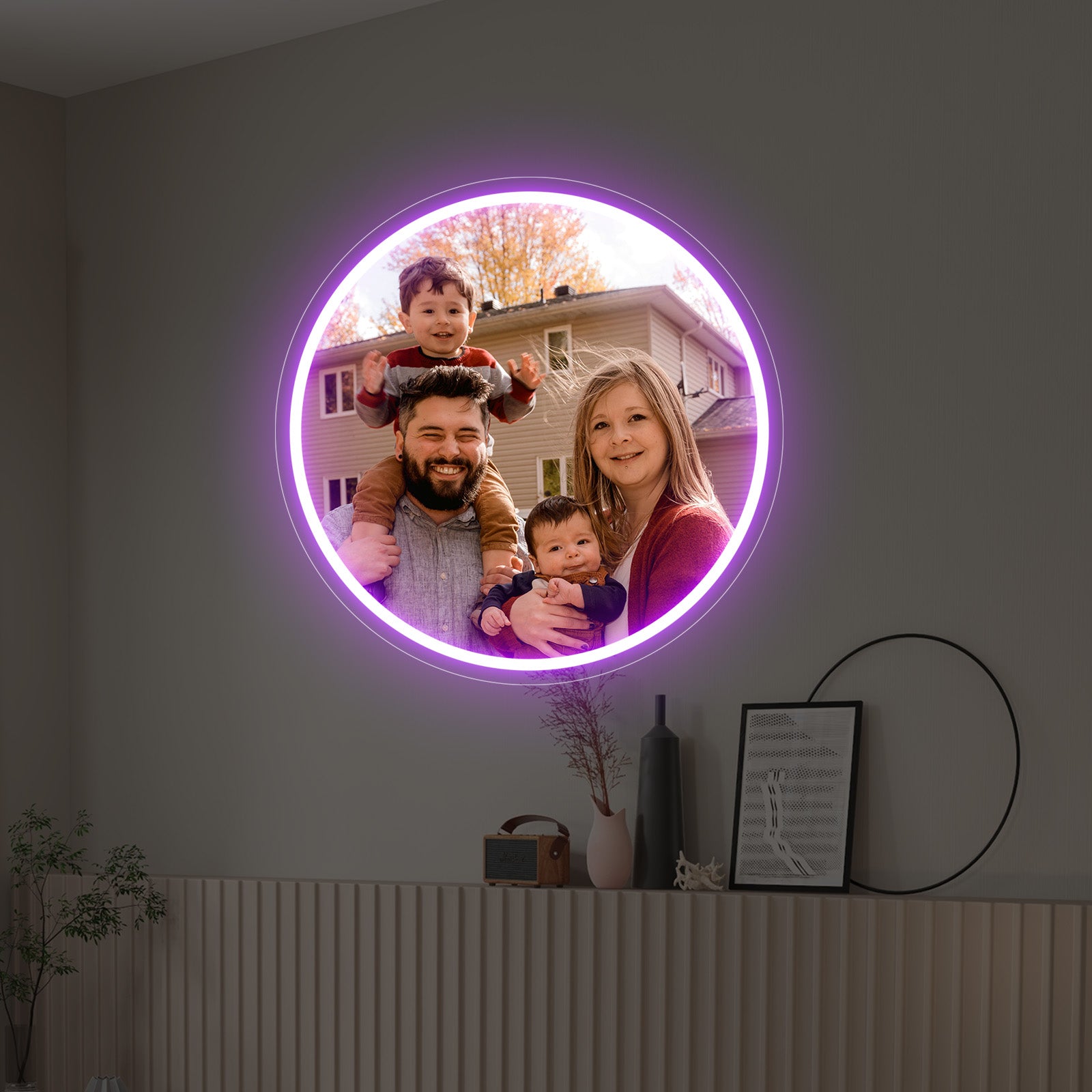 Custom Circular Photo Printed Neon Sign
