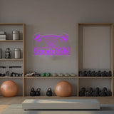 Custom Neon Sign with Barbell & Bodybuilder Silhouette