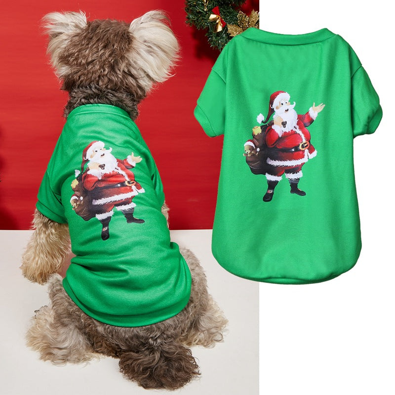 HO！HO！HO！Santa Printed Puppy T-Shirt