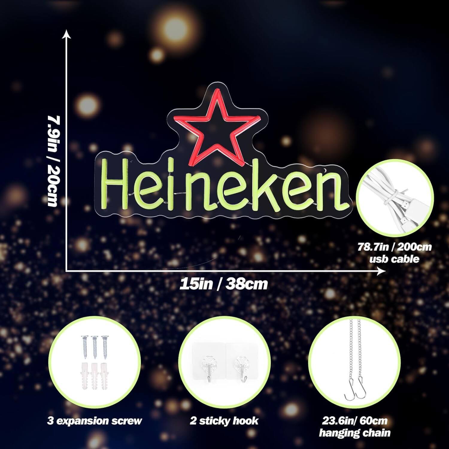 UponRay Heineken Light Neon Sign