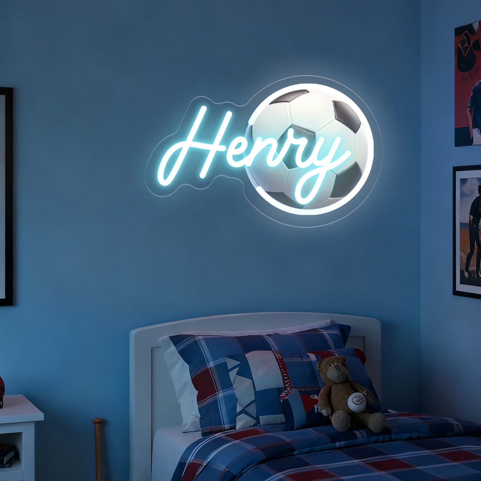 Custom Soccer Neon Sign with UV Printed Football