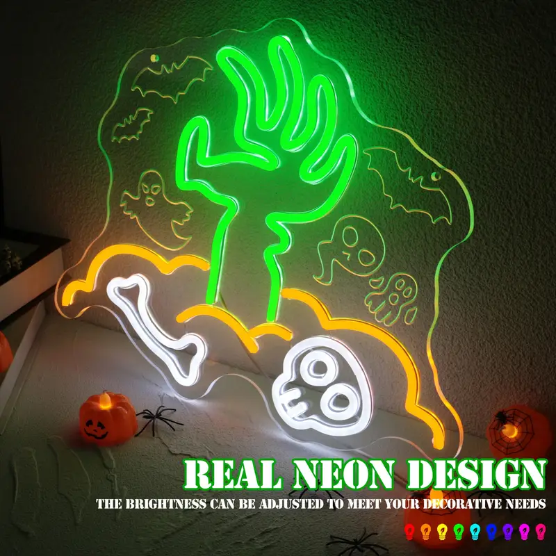 Halloween Tomb Palm Hanging LED Neon Sign