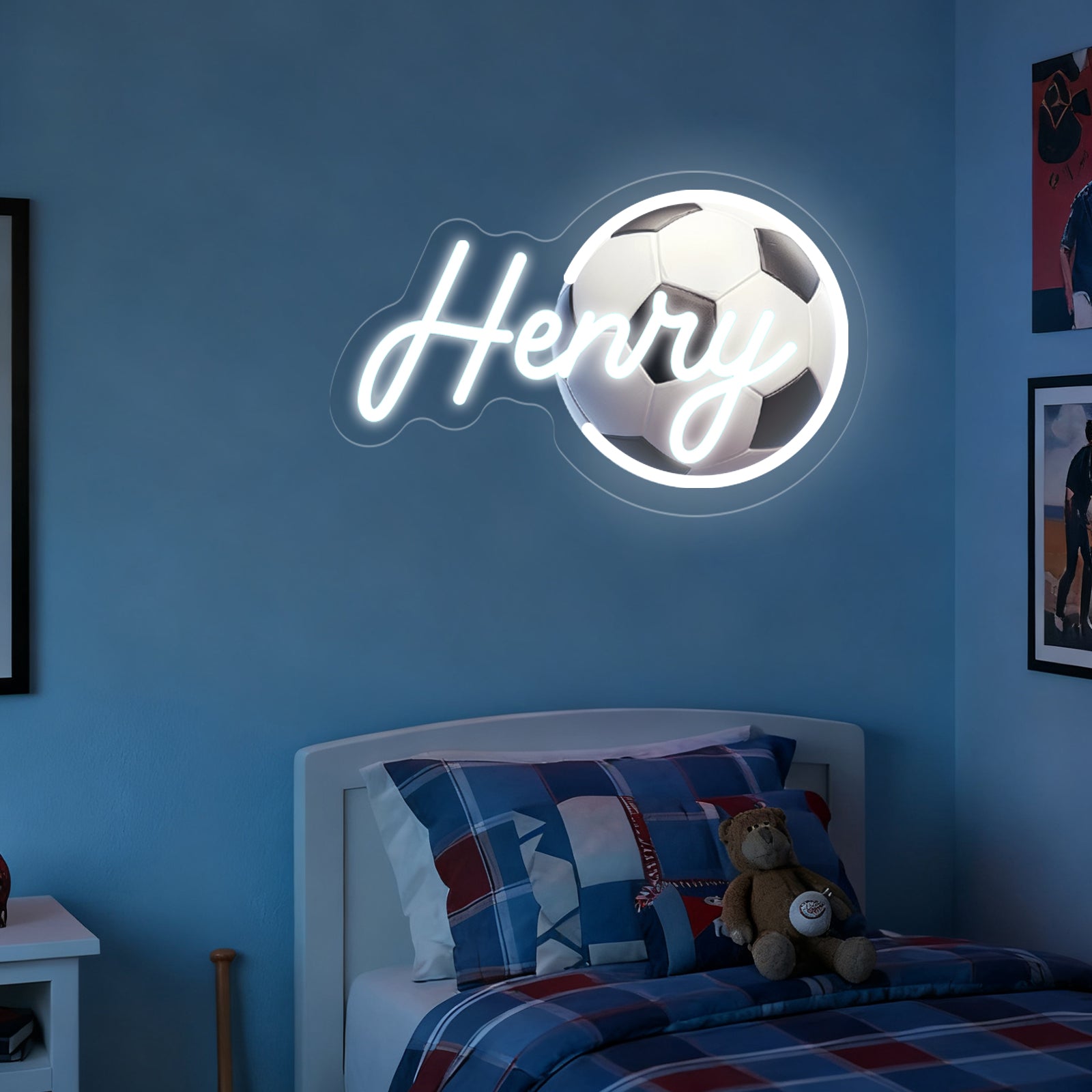 Custom Soccer Neon Sign with UV Printed Football