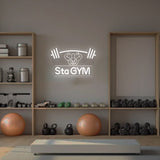 Custom Neon Sign with Barbell & Bodybuilder Silhouette