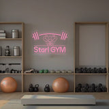 Custom Neon Sign with Barbell & Bodybuilder Silhouette