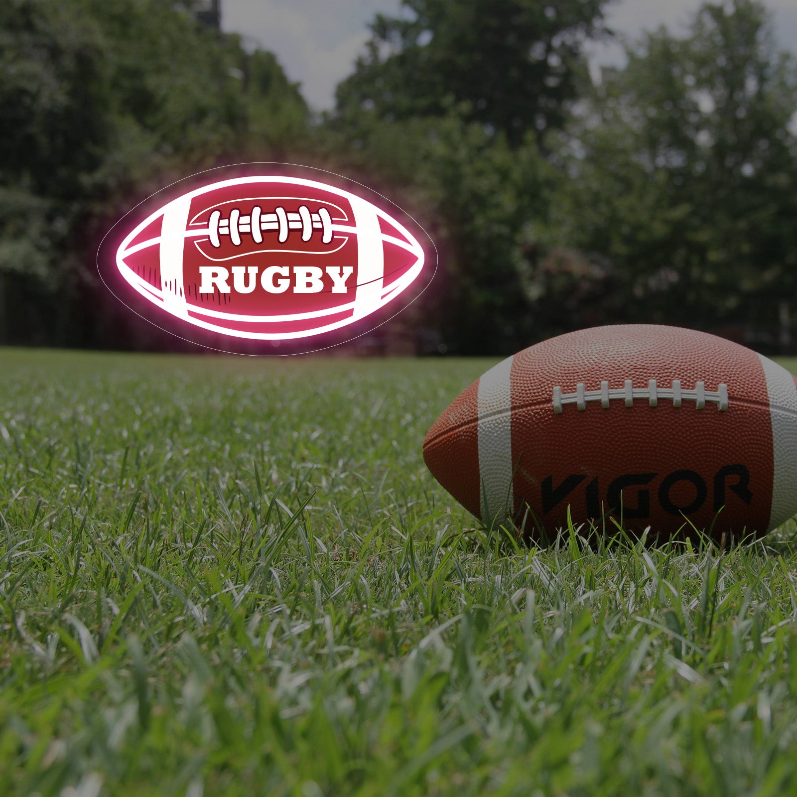 Custom Rugby Neon Sign with Text
