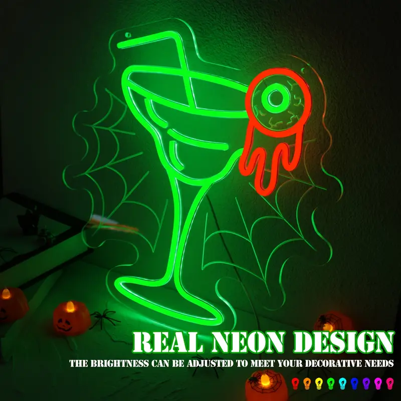 Halloween Roostertail Spider Web Eye Hanging LED Neon Sign