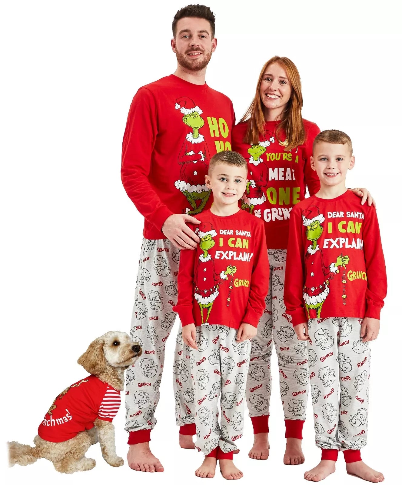 Dear Santa I Can Explain! Grinch Christmas Print Family Pajama Set