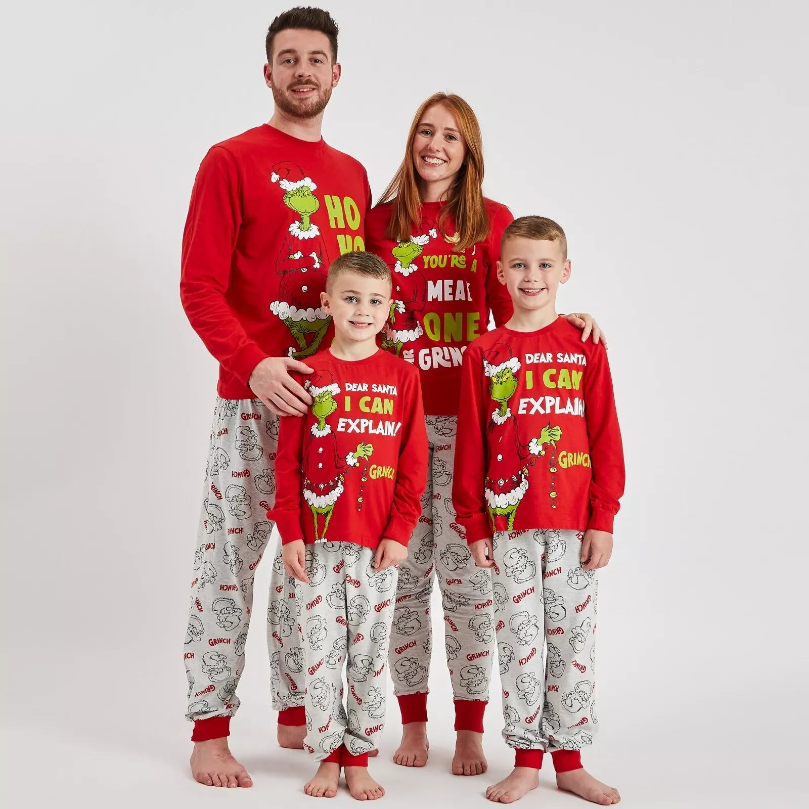 Dear Santa I Can Explain! Grinch Christmas Print Family Pajama Set
