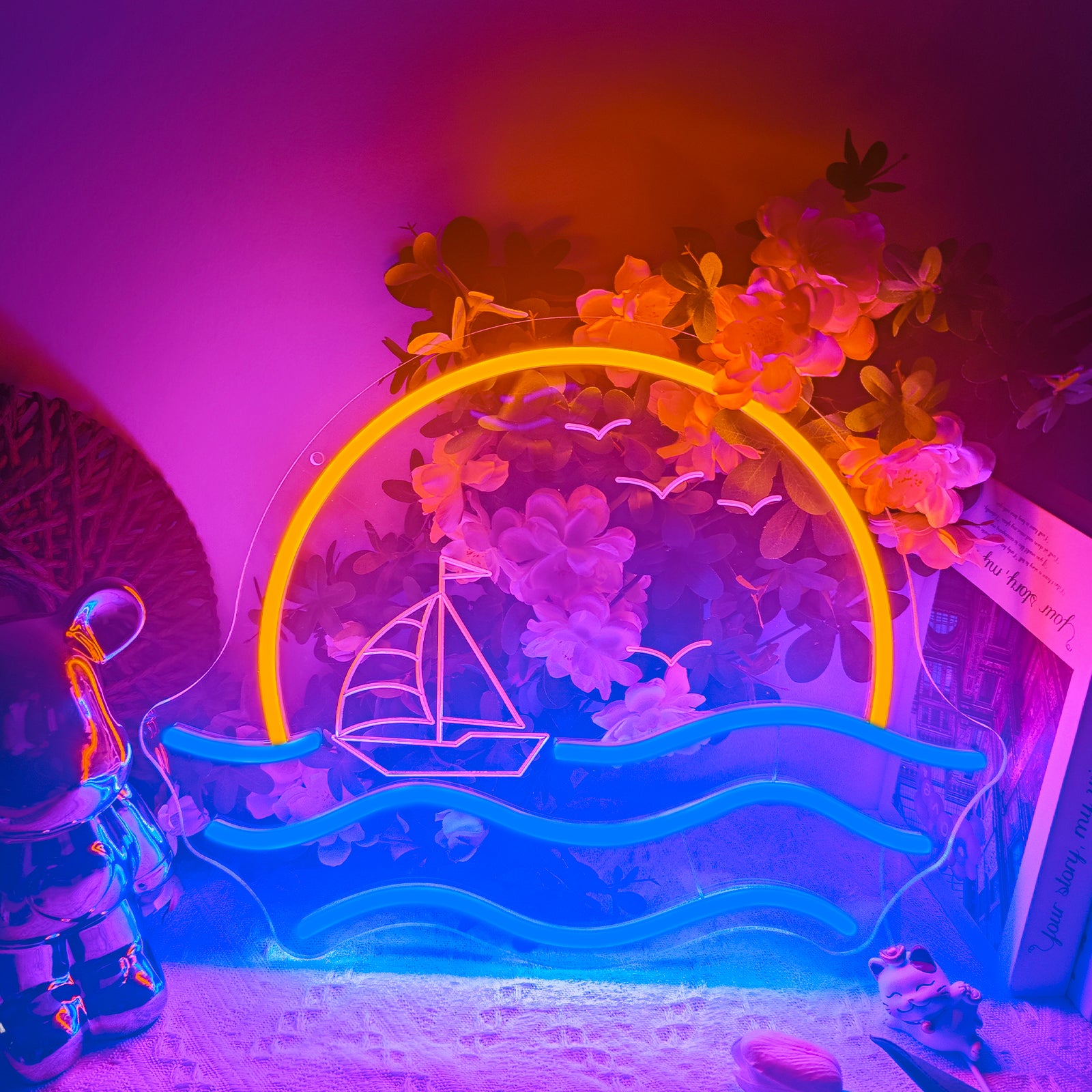 Sunset Boat LED Neon Sign